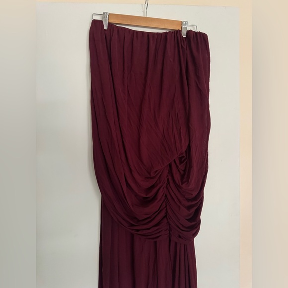 PLT label mulberry mesh drape bandeau maxi dress - Picture 5 of 9